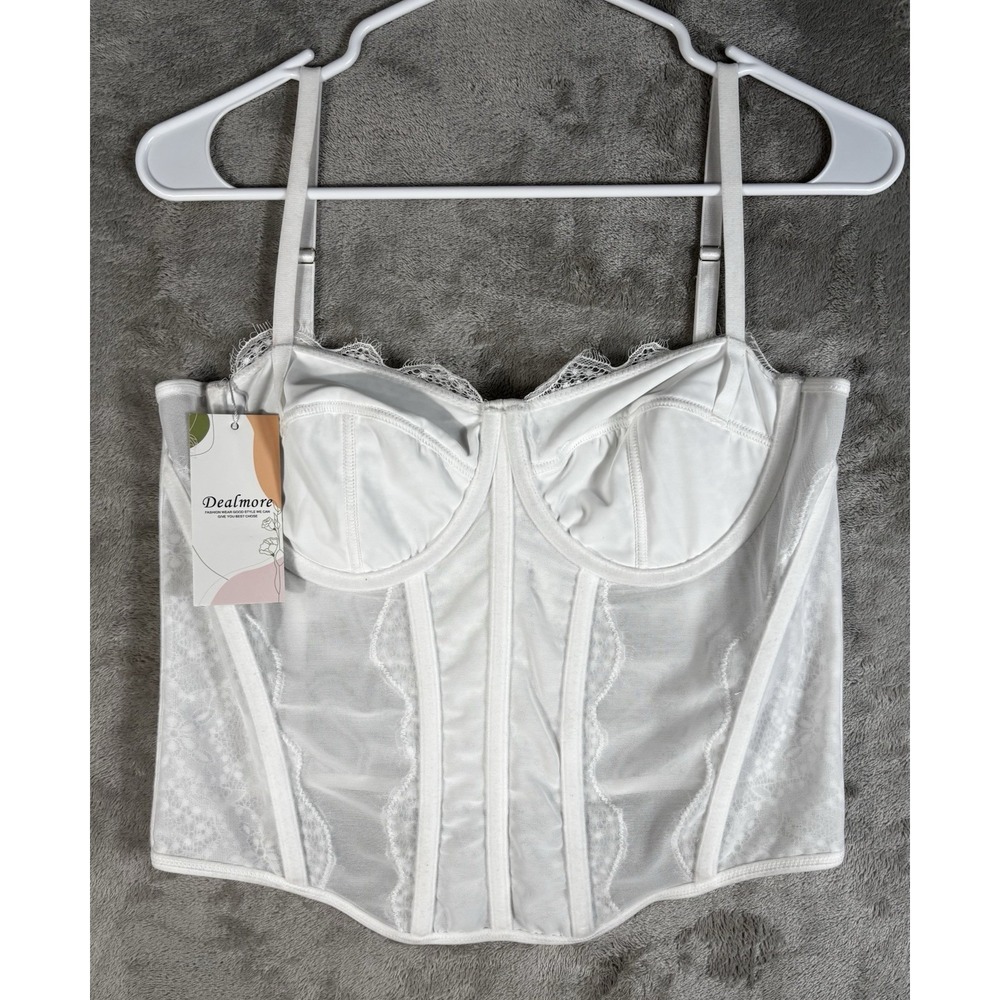 Dealmore white Lace Corset Top M 24 Fairy Grunge Boned Romance lingerie‎ bustier